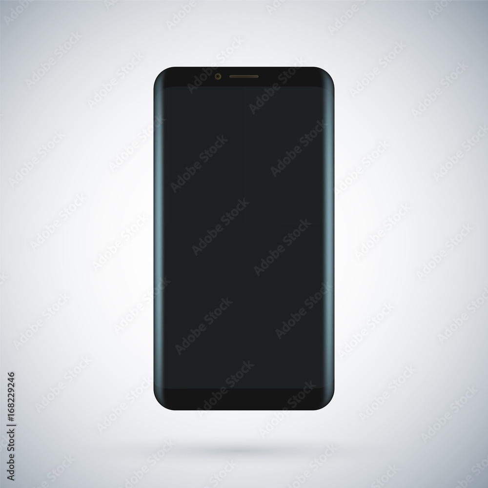 Black concept of modern phone with empty screen, realistic black mobile template on transparent background. Black concept of modern phone with empty screen, realistic black mobile template on transparent background.