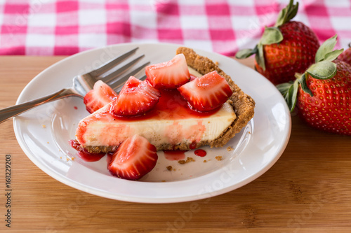Slice of Cheesecake With Strawberries