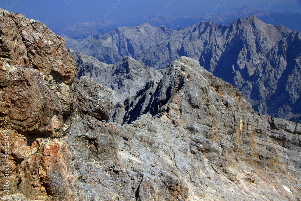 Mountain view from Zugspitze, the highest mountain in Germany