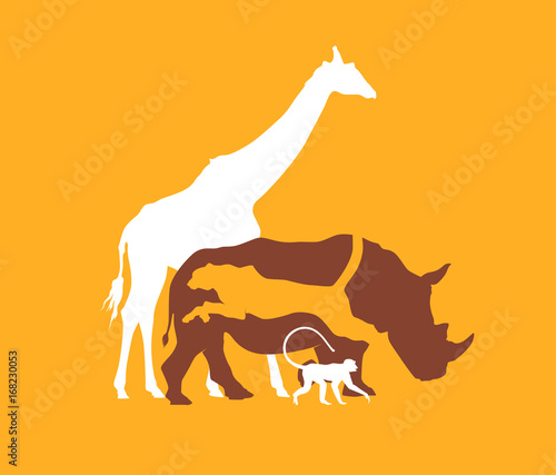 Silhouette animal of the African savanna, vector illustration