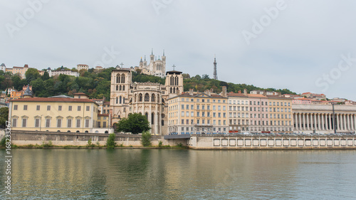 Basilica Notre-Dame de Fourviere and Saint-Jean cathedral, Lyon in France, on the hill, symbol of the city   © Pascale Gueret