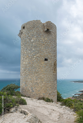 Torre de vigilancia en el mar. Torre Badum en la Sierra de Irta. Peñíscola. Castellón. España. photo