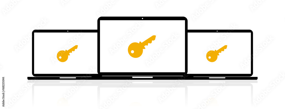 Fototapeta premium Laptop Banner - Schlüssel Datenschutz