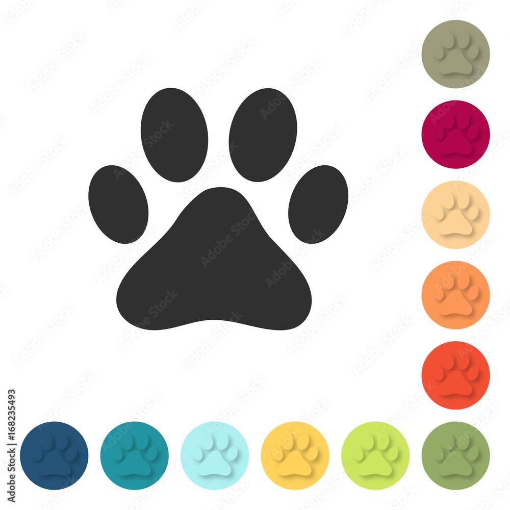 Farbige Buttons - Pfote Farbige Buttons - Pfote