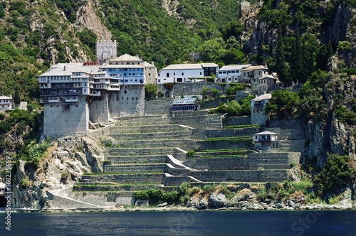Athos peninsula, Greece. The Monastery of Dionysiou located in the Republic of Monks on the peninsula of Athos. photo