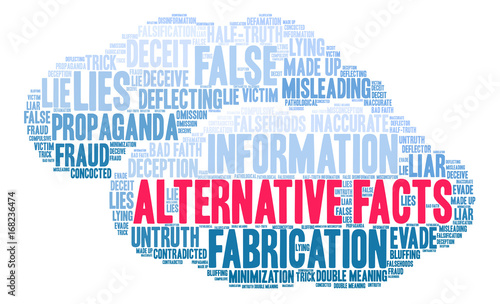 Alternative Facts Word Cloud on a white background. 