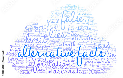 Alternative Facts Word Cloud on a white background. 