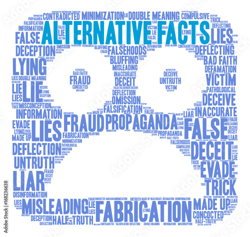 Alternative Facts Word Cloud on a white background. 