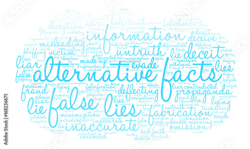 Alternative Facts Word Cloud on a white background. 
