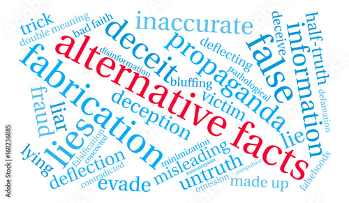 Alternative Facts Word Cloud on a white background. 