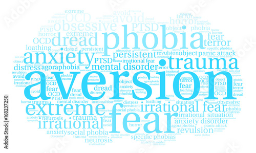 Aversion word cloud on a white background. 
