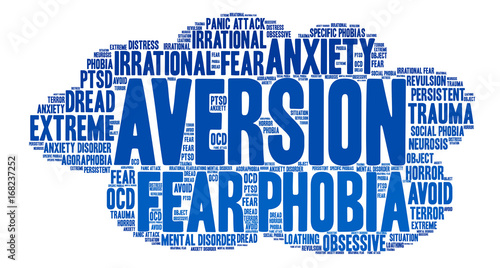 Aversion word cloud on a white background. 