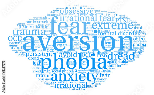 Aversion Word Cloud on a white background. 