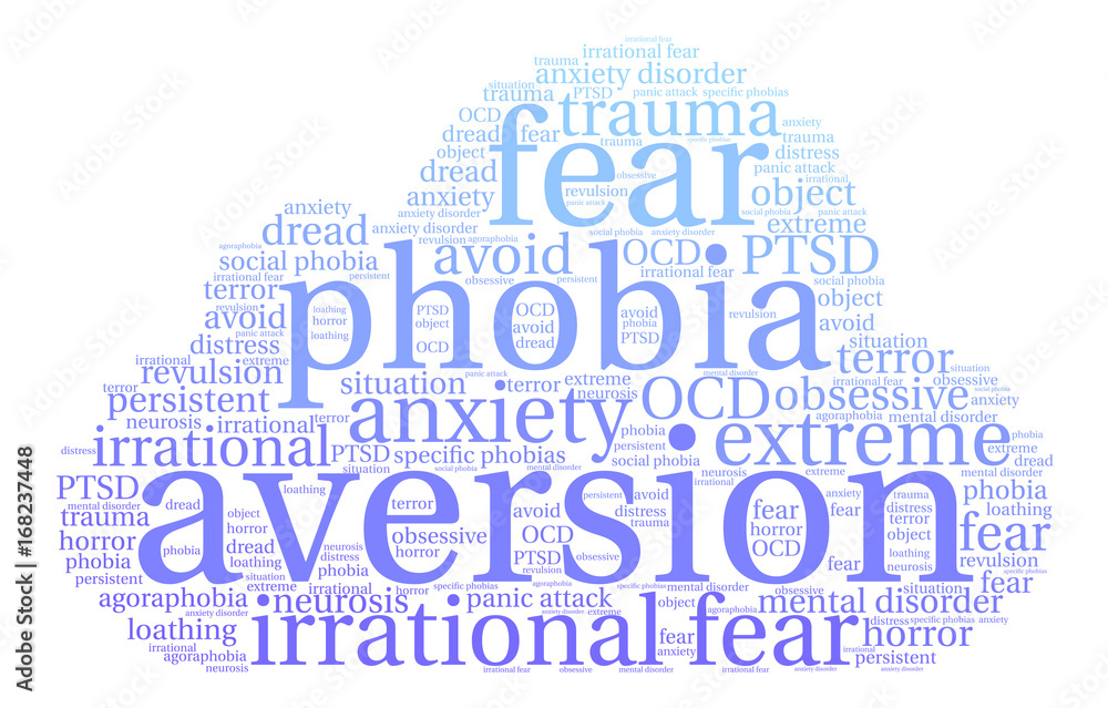 Obraz premium Aversion word cloud on a white background. 