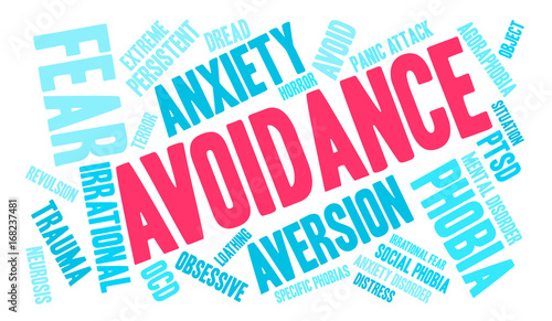 Avoidance Word Cloud on a white background. 