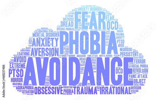 Avoidance Word Cloud on a white background. 
