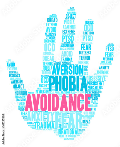 Avoidance Word Cloud on a white background. 