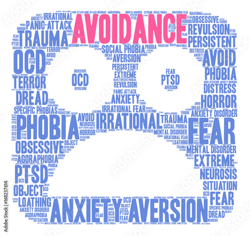 Avoidance Word Cloud on a white background. 