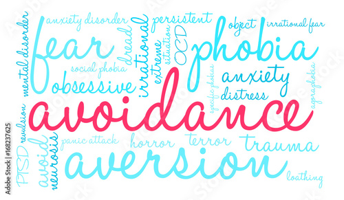 Avoidance word cloud on a white background. 