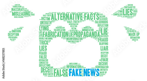 Fake News Word Cloud word cloud on a white background. 