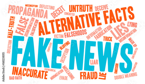 Fake News Word Cloud on a white background.