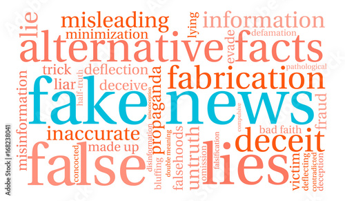 Fake News Word Cloud word cloud on a white background. 