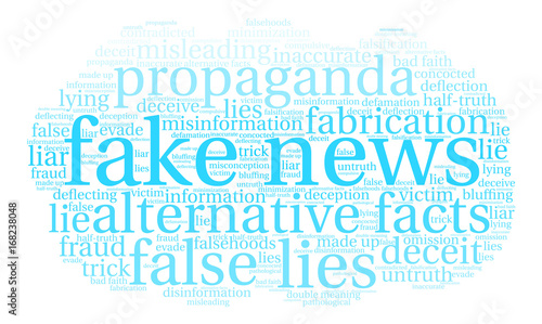 Fake News Word Cloud on a white background.