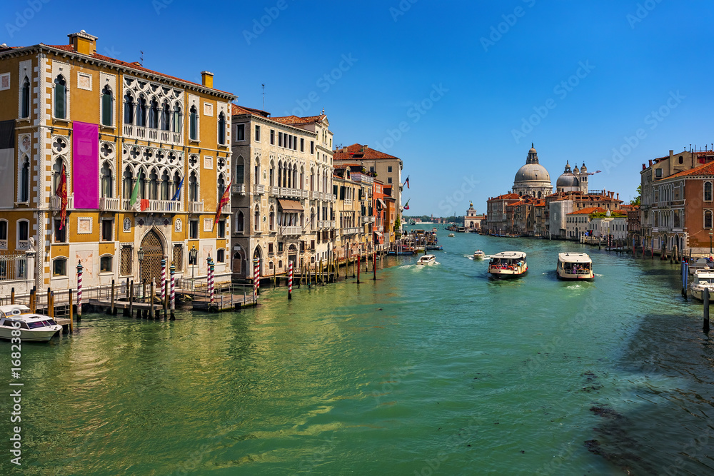 Italy. Venice. Grand Canal seen from the Ponte dell'Accademia (bridge). Venice and its Lagoon is on UNESCO World Heritage List