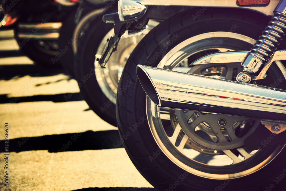 Fototapeta premium Motorcycles in a row vintage photograph