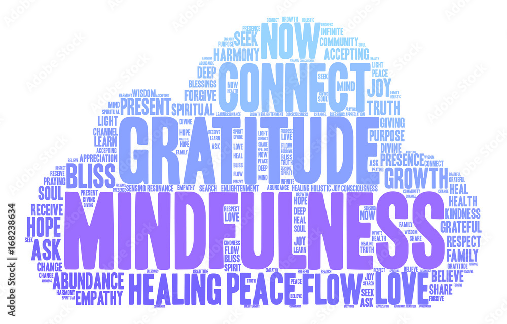 Obraz premium Mindfulness Word Cloud on a white background. 