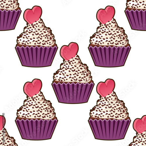 Cupcake vector seamless pattern. Muffin sweet texture background. Colorful dessert backdrop. Texture for prints  decorations  fabric.