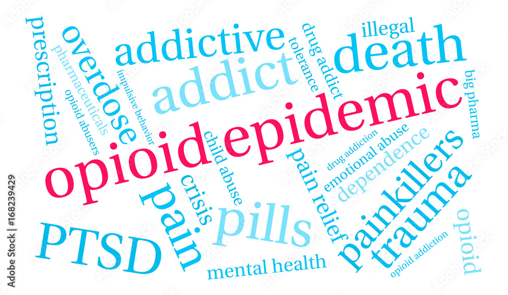 Opioid Epidemic Word Cloud on a white background. Opioid Epidemic Word Cloud on a white background.
