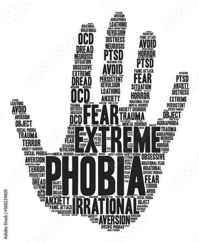 Phobia Word Cloud on a white background. 