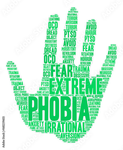 Phobia word cloud on a white background. 