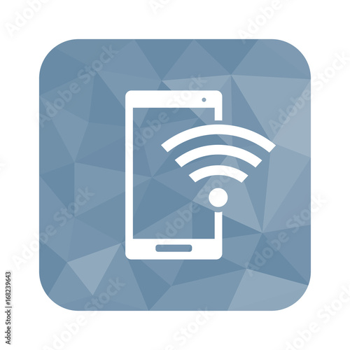 Low Poly Button - Smartphone und Wlan-Symbol