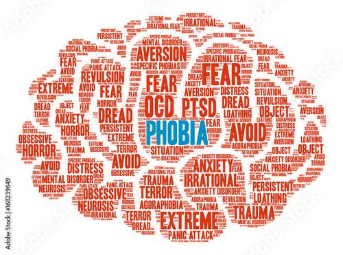 Phobia word cloud on a white background. 