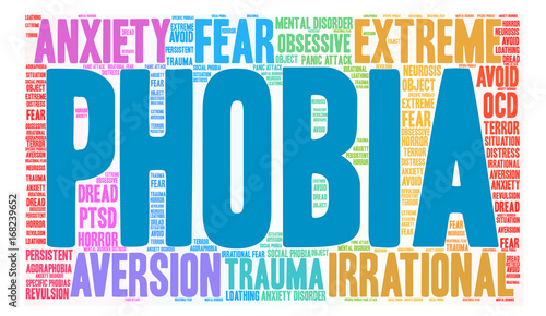 Phobia Word Cloud on a white background.
