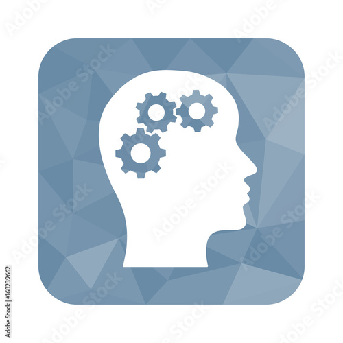 Low Poly Button - Zahnräder im Kopf