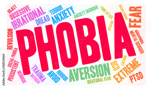 Phobia Word Cloud on a white background.