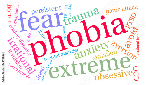 Phobia word cloud on a white background. 