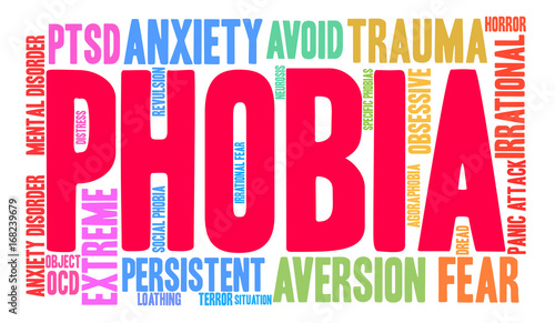 Phobia word cloud on a white background. 