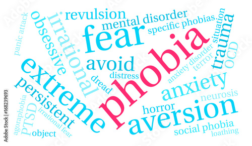 Phobia word cloud on a white background. 