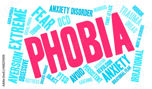 Phobia word cloud on a white background. 
