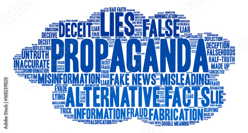 Propaganda word cloud on a white background. 