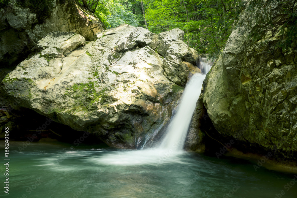Fototapeta premium Waterfall on a Mountain River of Crimea