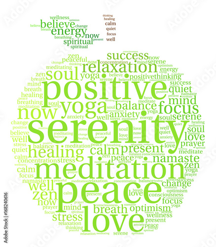 Serenity word cloud on a white background.  © arloo