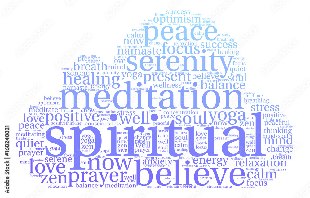 Obraz premium Spiritual word cloud on a white background. 