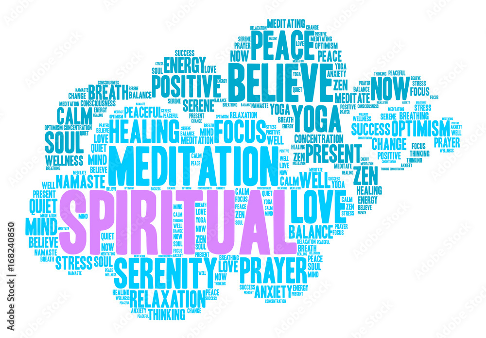 Obraz premium Spiritual word cloud on a white background. 