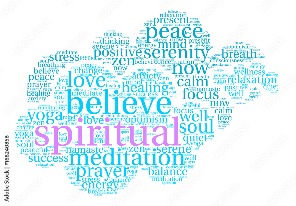Obraz premium Spiritual Word Cloud on a white background. 