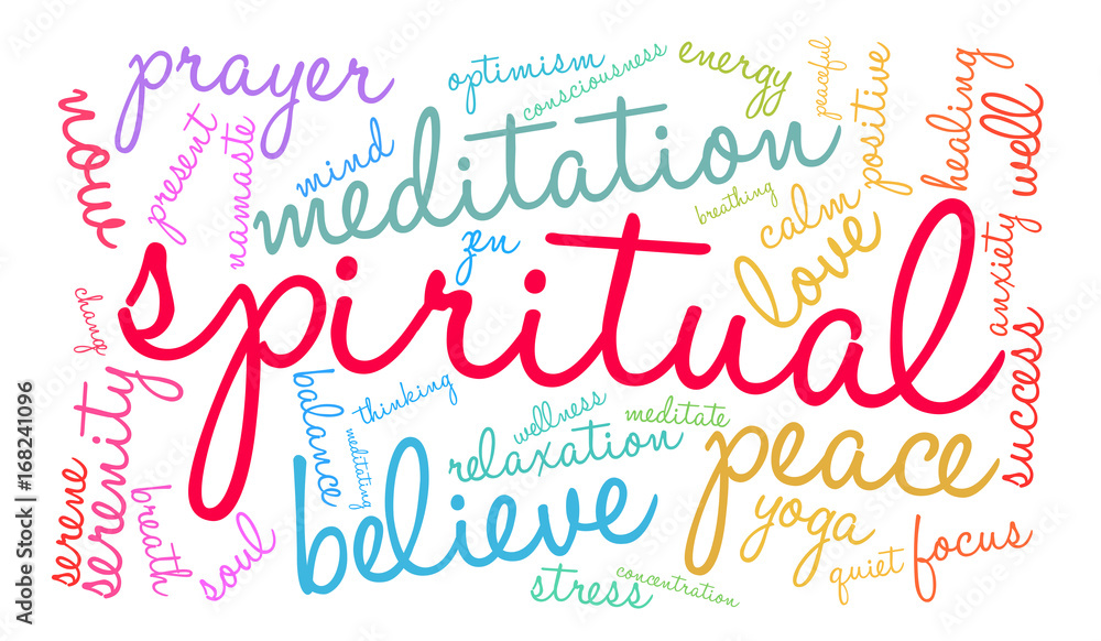 Spiritual Word Cloud on a white background. 